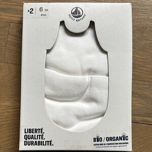 2 Petit Bateau Cream Organic Cotton Baby Bibs